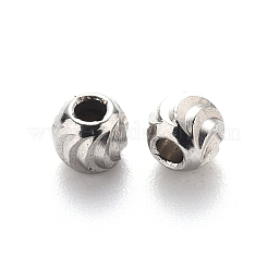 変色しにくい201ステンレススチール製波形ビーズ  ラウンド  ステンレス鋼色  4x3.5mm  穴：1.6mm&nbsp;STAS-S103-17B-P