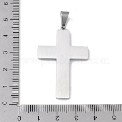 304ステンレスペンダント  静寂の祈りの十字架のチャーム  ステンレス鋼色  42x27.5x2.5mm  穴：7x4mm&nbsp;STAS-C170-06B-P