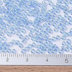 MIYUKIラウンドロカイユビーズ  日本製シードビーズ  11/0  (rr299) ペールサファイア ab  11/0  2x1.3mm  穴：0.8mm  約1111個/10g&nbsp;X-SEED-G007-RR0299