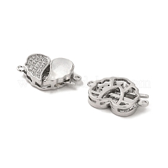 Brass Micro Pave Clear Cubic Zirconia Connector Charms&nbsp;KK-P260-19P-02