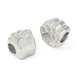 CCBプラスチックヨーロピアンビーズ  大穴ビーズ  足跡  プラチナ  10.5x10.5x7.5mm  穴：4.5~4.5mm&nbsp;CCB-D278-23P