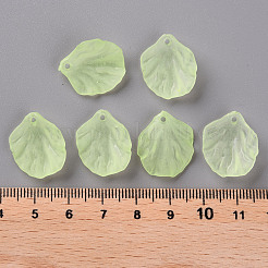 透明つや消しアクリルパーツ  花弁  緑黄  19.5x16.5x4mm  穴：1.5mm&nbsp;MACR-S371-01A-728