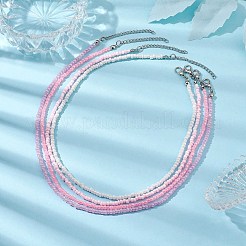 4 個 4 色のガラスシードビーズネックレスセット  304ステンレススチール留め具付き  ミックスカラー  14-5/8~14-3/4インチ（37~37.5cm）  1pc /カラー&nbsp;NJEW-JN04645