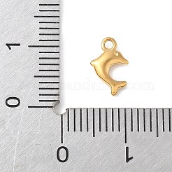 304ステンレススチールチャーム  イオンプレーティング（ip）  14KGP本金メッキ  イルカ  9.5x6x1.5mm  穴：1.2mm&nbsp;STAS-Q351-02G-A