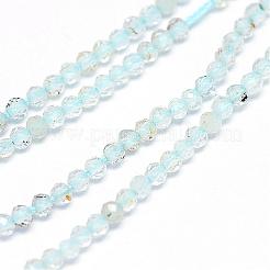 天然ブルートパーズビーズ連売り  多面カット  ラウンド  2~2.5mm  穴：0.5mm  約152~165個/連  15インチ（380mm）&nbsp;G-G914-2mm-12