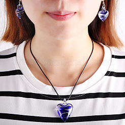 Glass Heart Pendant Necklaces & Dangle Earrings&nbsp;FS-WG555DD-01
