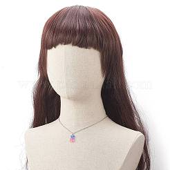 樹脂製のクマのペンダントネックレス  女性用304ステンレスジュエリー  ミックスカラー  15.83インチ（40.2cm）&nbsp;NJEW-JN04251