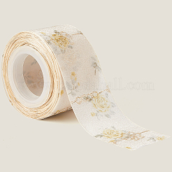 ポリエステルプリントリボン  シフォン装飾リボン  ゴールド  1-5/8インチ（40mm）  10ヤード/ロール&nbsp;OCOR-WH20006-68A
