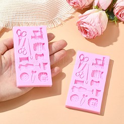 裁縫テーマのシリコンチョコレート型2個、DIYベーキング作り用  ピンク  10.4x5.7x0.9cm&nbsp;ST-CJ0007-56