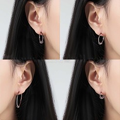 ロジウムメッキ 925 スターリングシルバー サークル ビーズ ハギー フープ イヤリング 女性用  プラチナ  18mm&nbsp;JE912A-02
