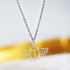 Non-Tarnish 304 Stainless Steel Hollow Beetle Head Pendant Necklaces&nbsp;DN8143-2