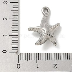 変色防止304ステンレススチールペンダント  ヒトデチャーム  ステンレス鋼色  25.5x18x7mm  穴：1.6mm&nbsp;STAS-Q334-42P
