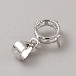 Rhodium Plated 925 Sterling Silver Open Back Bezel Pendant Cabochon Settings&nbsp;STER-WH0004-018A