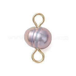 Natural Cultured Freshwater Pearl Potato Connector Charms&nbsp;PALLOY-JF05062