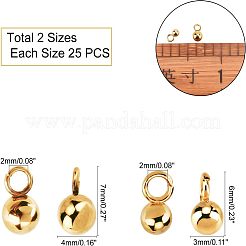 304ステンレススチール球体チャーム  丸いボール  ゴールドカラー  6x3mm  7x4mm  穴：2mm  50個/箱&nbsp;STAS-UN0006-81G