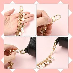 4Pcs 4 Styles Alloy Rhinestone with Acrylic Pearl Bead Charm Cable Chain Bag Decorative Chains&nbsp;HJEW-FS00060-02