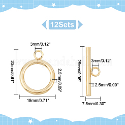 304ステンレススチールマンテル12個  丸いリング  18KGP本金メッキ  リング：23x18x2.5mm  穴：3mm  バー：25x7.5x2.5mm  穴：3mm&nbsp;STAS-UN0050-81