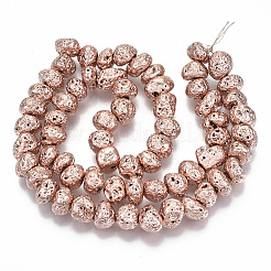 Electroplated Natural Lava Rock Beads Strands&nbsp;G-S352-29RG