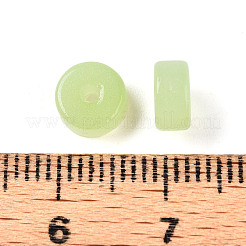 模造ヒスイのガラスビーズ  フラットラウンド  薄緑  6~6.5x3mm  穴：1.2~1.6mm  約4290個/1000g&nbsp;GLAA-N007-6x3mm-B01