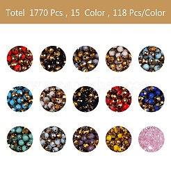 1710~1770個15色電気メッキガラスビーズ  ファセットロンデル  ミックスカラー  6x5mm  穴：1mm  114~118個/カラー&nbsp;EGLA-SZ0001-03