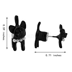 Alloy Cartoon Dog Front Back Stud Earrings&nbsp;JE913A