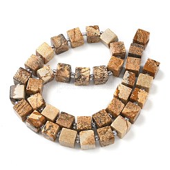 天然石ピクチャージャスパービーズ連売り  キューブ  シードビーズで  8~8.5x8~8.5x8~8.5mm  穴：1.2mm  約38~39個/連  14.96''（38cm）〜15.35''（39cm）&nbsp;G-D338-A05