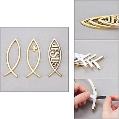 3個 3スタイル ABSプラスチック クロス&フィッシュ デカールステッカー  3Dカーステッカーデコレーションアクセサリー  ゴールド  45x140mm&nbsp;FIND-FH0002-89