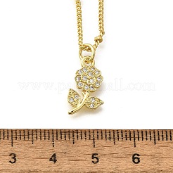 真鍮マイクロパヴェクリアキュービックジルコニアフラワーペンダントネックレス（女性用）  18KGP本金メッキ  17.52インチ（44.5cm）&nbsp;NJEW-A039-01B-G