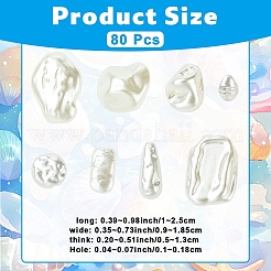 ABSプラスチックビーズ  イミテーションシェル＆パール  混合図形  乳白色  10~25x9~18.5x5~13mm  穴：1~1.8mm  8個/スタイル&nbsp;OACR-YW0004-68