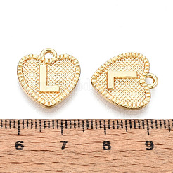 合金ペンダント  カドミウムフリー＆ニッケルフリー＆鉛フリー  文字付きのハート  18KGP本金メッキ  文字L  16x15x2mm  穴：2mm&nbsp;PALLOY-N157-001L-NR