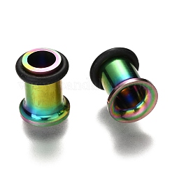 316 外科用ステンレス鋼 ネジ 耳ゲージ フレッシュトンネル プラグ  虹色  1/4インチ（6mm）&nbsp;STAS-YWC0001-01A-M