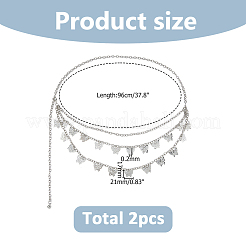 2Pcs Iron Twisted Chain Butterfly Tassel Waist Chains for Women&nbsp;AJEW-HS0001-14