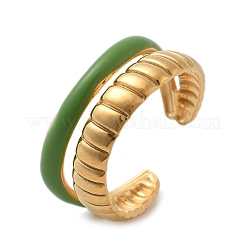 304 Stainless Steel Enamel Double Layer Open Cuff Rings for Women&nbsp;STAS-Z112-07G