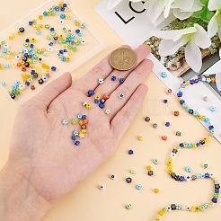 3連売りの手作りミルフィオリガラスビーズ連売り  花  カラフル  3.7~5.6x2.6mm  穴：1mm  約88~110個/連  15.75''（40センチメートル）&nbsp;LAMP-OC0001-67