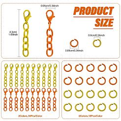 20Pcs 2 Colors Baking Paint Iron Curb Chain Extender & 20Pcs 2 Colors Baking Paint Alloy Open Jump Rings Findings Kits&nbsp;FIND-FS0005-29A