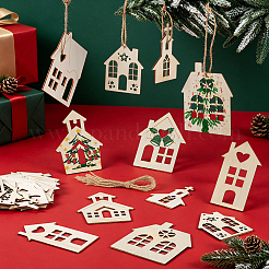 42Pcs Christmas Wood House Pendant Decorations&nbsp;DIY-PH00035-58