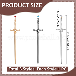 3Pcs Sword Alloy Bookmark&nbsp;AJEW-UN00042