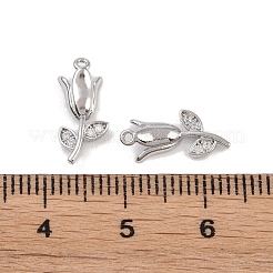 Brass Micro Pave Clear Cubic Zirconia Pendants&nbsp;KK-K351-43A-P