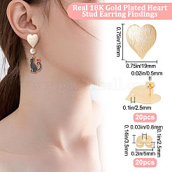 20Pcs Brass Heart Stud Earring Findings&nbsp;KK-BBC0004-89