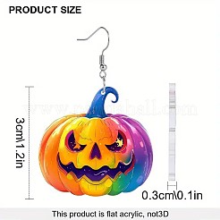 ハロウィンかぼちゃのアクリルダングルイヤリング  プラチナ  カラフル  30mm&nbsp;FS-WG3E7D9-01