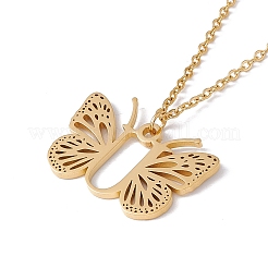 Initial Letter with Butterfly Pendant Necklace&nbsp;NJEW-C026-01G-U