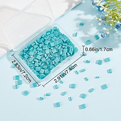 300個 3スタイル 2穴 ベーキングペイント ガラスシードビーズ  長方形  ダークターコイズ  4.5~5.5x2~5.5x1~2.5mm  穴：0.5~0.8mm  100個/スタイル&nbsp;SEED-CN0001-06