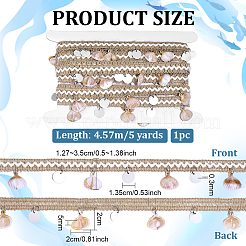 5ヤードのコットンリボン  衣服やドレスの裁縫用アクセサリー用のプラスチックチャーム付き  シェル形状  1/2インチ（14mm）〜1-3/8インチ（35mm）&nbsp;OCOR-PH0036-94B