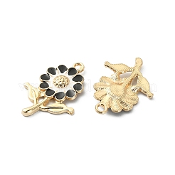 8本合金エナメルペンダント  ゴールドカラー  ヒマワリ  ブラック  27x19x3.5mm  穴：1.8mm&nbsp;ENAM-YW0002-31A