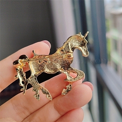 馬のエナメルピン  金合金のブローチ  ミディアムアクアマリン  50x52mm&nbsp;PW-WG42673-03