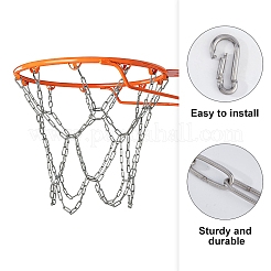 201ステンレス製バスケットボールネット  フック付  フープバスケット用  ステンレス鋼色  455mm&nbsp;AJEW-WH0709-338A
