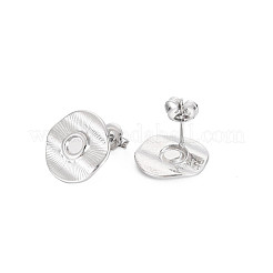 304ステンレススチールスタッドピアス金具  エナメルのイヤリング設定  耳ナッツ  フラットラウンド  ステンレス鋼色  16mm  ピン：0.7mm  トレイ：4mm&nbsp;STAS-N097-241P