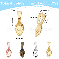 200個5スタイルアロイ接着剤付きフラットパッドベイル  葉  ミックスカラー  15~21x5~7x1~5mm  穴：4~4.5x3mm  40個/スタイル&nbsp;FIND-SP0001-81
