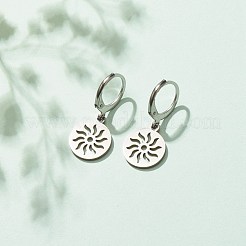 変色しない5個5スタイル201＆304ステンレススチールイヤリングセット  月と太陽のダングル レバーバック イヤリング  チェーンドロップ＆ハートスタッドピアス  星の耳糸  ステンレス鋼色  6~83mm  ピン：0.6mm  1ペア/スタイル&nbsp;EJEW-JE04939