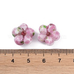 ランプワークビーズ  花  フラミンゴ  14x14.5x8mm  穴：1.2mm&nbsp;LAMP-B024-01